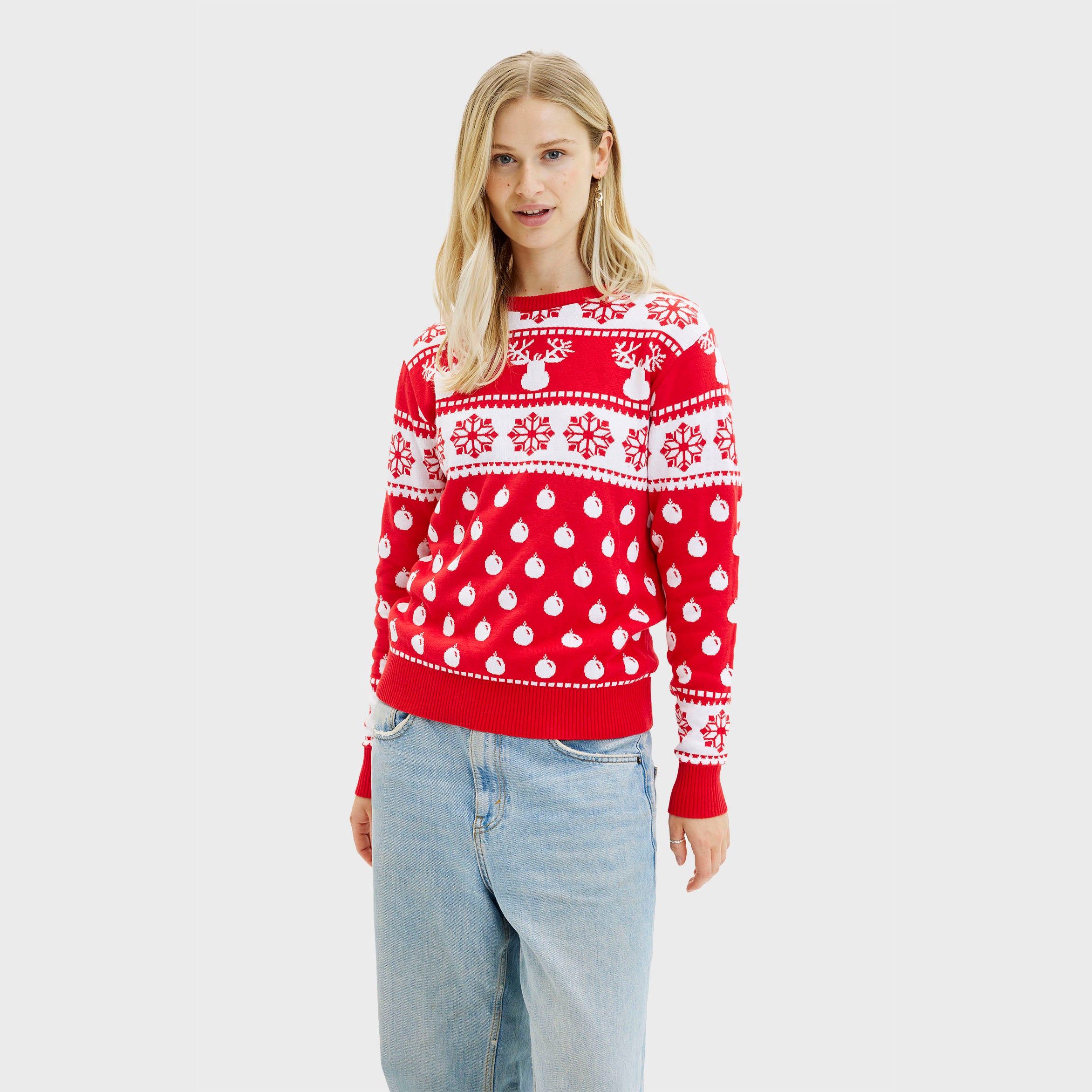 Den Klassiske Julegenser Rød - Dame.